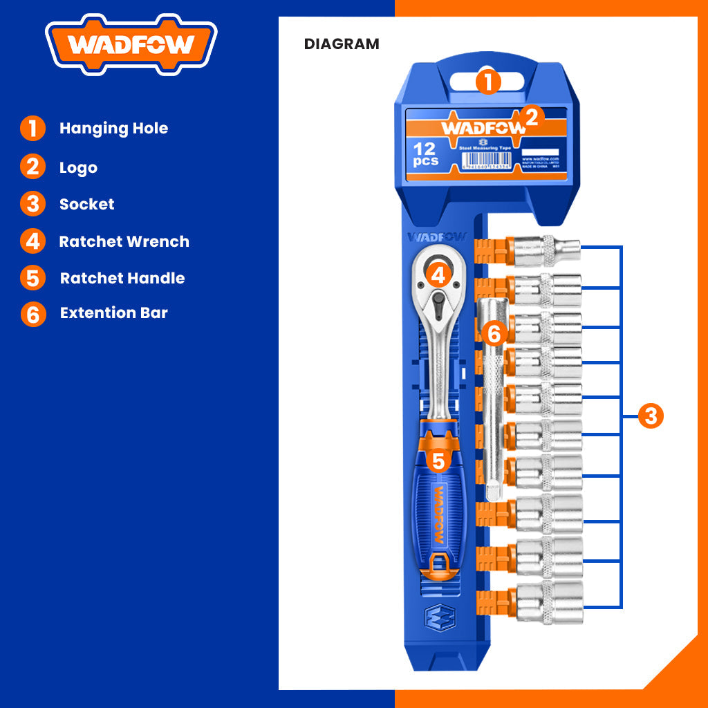 Socket Set 12pcs 1/4 Inches WST4212