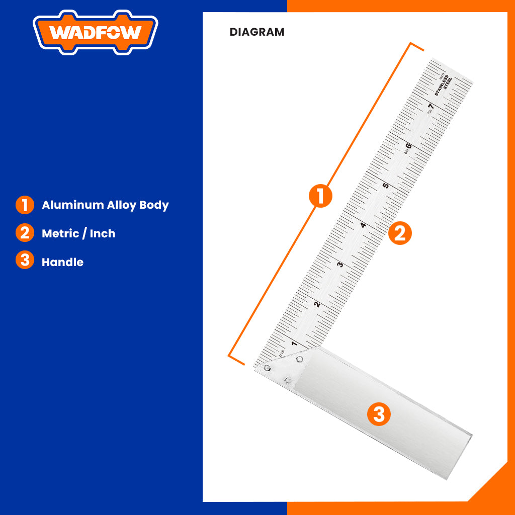 Stainless Steel Angle Ruler With Aluminum Alloy Body 200mm X 27mm