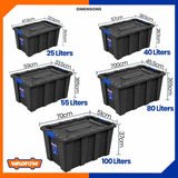 80Liters Stackable Plastic Container - Black WTB3380