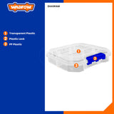 Polypropylene plastic Material Transparent 6-compartments for smaller components WTB8341