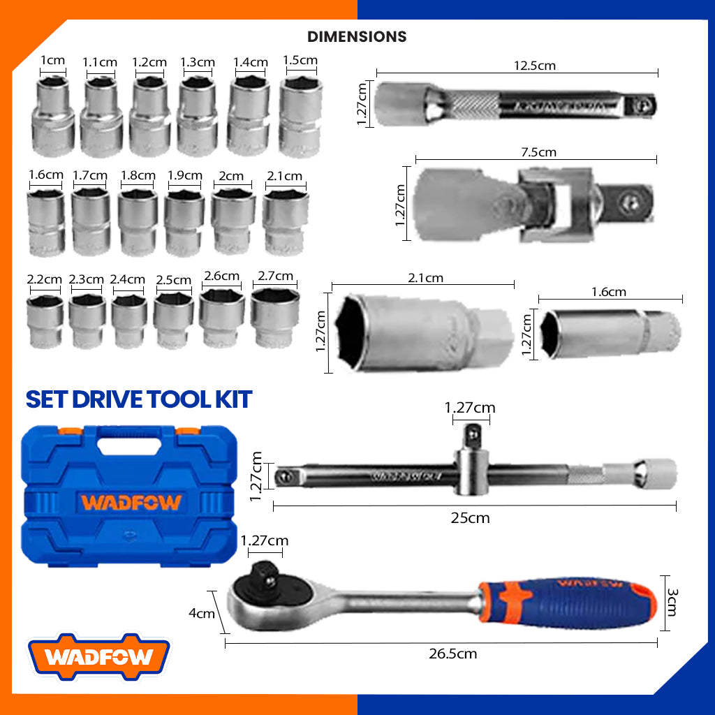 Socket Set Multifunctional Wrenches 25Pcs 1/2 Inches WST2D25