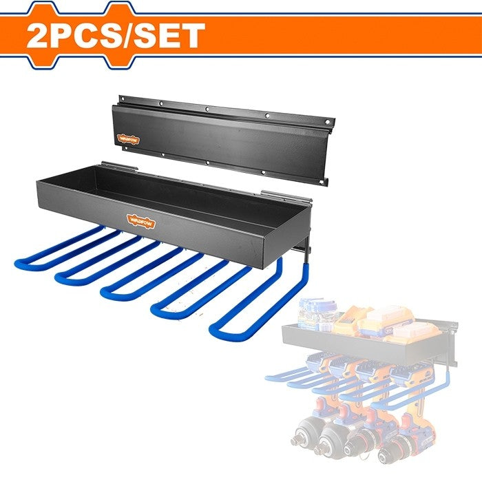 Wadfow Link Wall Storage Set with Metal Black Rail Material (WHT)