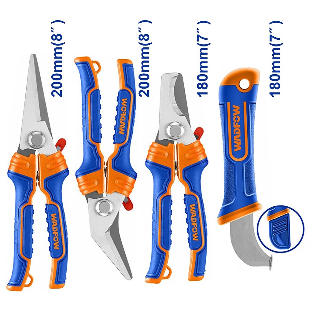 Wadfow Stainless Steel Electrician's Scissors and Stripping Knife Set WSX8644 (WHT)