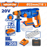 Wadfow P20S/20V Brushless Motor Lithium-Ion Cordless Rotary Hammer 2.0J WLM15225 (WCT)