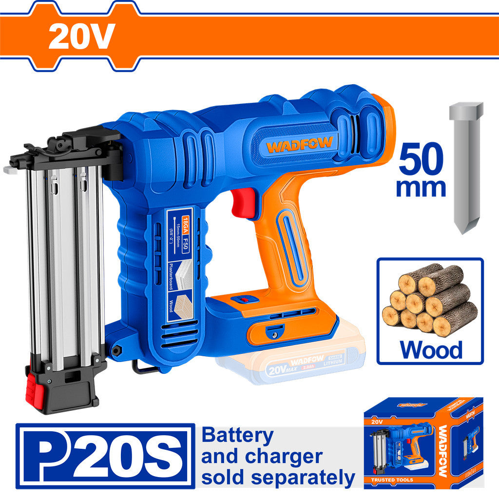 Wadfow P20S/20V Cordless Brad Nailer for Wall Wood Nailing (WCT)