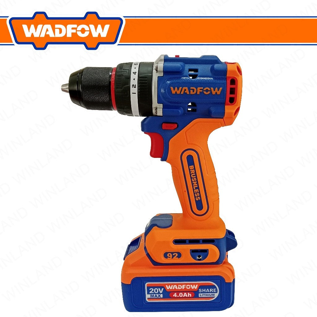 Wadfow P20S/20V Brushless Motor Lithium-Ion Cordless Impact Drill 92NM WCDP9281 (WCT)