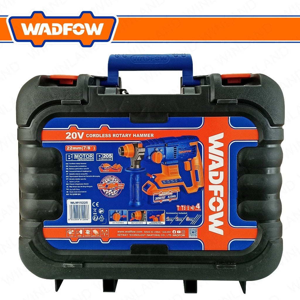 Wadfow P20S/20V Brushless Motor Lithium-Ion Cordless Rotary Hammer 2.0J WLM15225 (WCT)