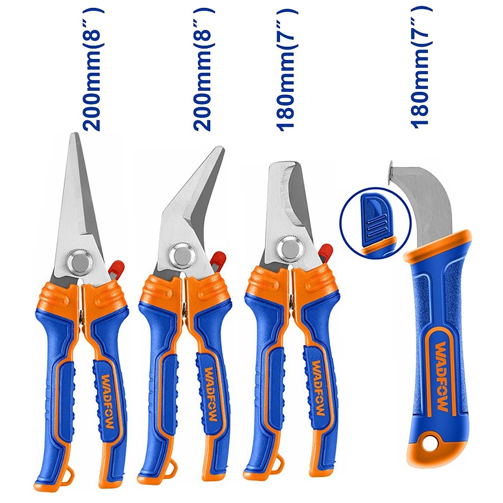 Wadfow Stainless Steel Electrician's Scissors and Stripping Knife Set WSX8644 (WHT)