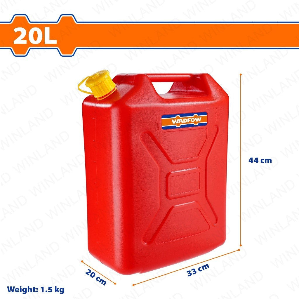 Wadfow 20 Liters Plastic Jerry Can with Gas Can Spout 33 x 20 x 44cm WQY2320 (WHT)
