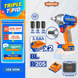 Wadfow P20S/20V Li-Ion Brushless Motor Cordless Impact Wrench Max. Torque 480NM WCD1B48 (WCT)